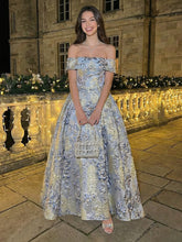 A-Line/Princess Floral Jacquard Off Shoulder Formal Dresses Maxi Ball Gowns