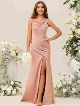 A-Line/Princess One Shoulder Ruched Floor-Length Bridesmaid Dresses