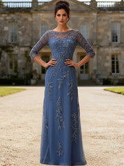 A-Line/Princess Long Sleeve Floor-Length Mother of the Bride Dresses with Lace Appliques