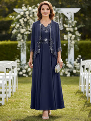 A-Line/Princess 2 Piece Floor-Length Formal Mother of the Bride Dresses with Jacket