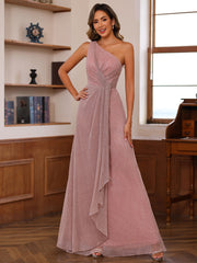 A-Line/Princess One Shoulder Floor-Length Mother of the Bride Dresses with Pleats