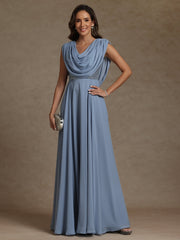 A-Line/Princess Asymmetrical Pleated Sequins Floor-Length Mother of the Bride Dresses with Pockets
