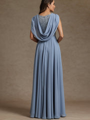 A-Line/Princess Asymmetrical Pleated Sequins Floor-Length Mother of the Bride Dresses with Pockets