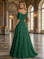 A-Line Floor Length One Shoulder Long Mother of the Bride Dresses with Lace