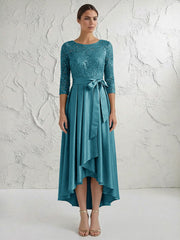 A Line/Princess Round Neck Elegant Mother of the Bride Dresses with Bow