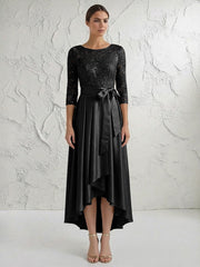 A Line/Princess Round Neck Elegant Mother of the Bride Dresses with Bow