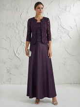 A Line/Princess Square Neck 3/4 Sleeve Mother of the Bride Dresses with Lace Appliques