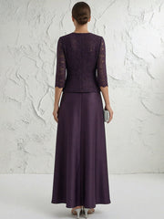 A Line/Princess Square Neck 3/4 Sleeve Mother of the Bride Dresses with Lace Appliques