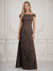 A Line Off Shoulder Floral Chiffon Sleeveless Floral Mother of the Bride Dresses
