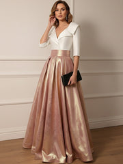 A Line V-Neck Shawl Collar Half Sleeve Long Mother of the Bride Dresses