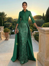 3/4 Sleeve Appliques Satin Mother of the Bride Dresses