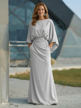 A-Line Chiffon Cape Sleeves Mother of the Bride & Groom Dresses with Ruched Waist