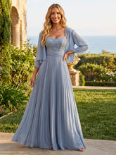 2-Piece A-Line Pleated Mother of the Bride & Groom Dresses with Sequin Bodice & Sheer Chiffon Bolero