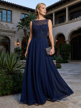 A-Line Pleated Chiffon Mother of the Bride Dresses with Sparkling Beaded Bodice