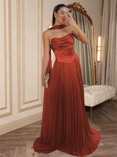A-Line/Princess Cowl Neck Satin Ruched Floor-Length Formal Dresses with Scarf