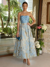 A-Line/Princess Elegant Cocktail Dresses Strapless Satin Jacquard Floor-Length