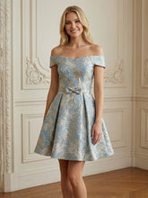 A-Line/Princess Elegant Cocktail Dresses Off Shoulder Jacquard Short-Length