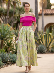 A-Line/Princess Cocktail Dresses Satin Jacquard Off Shoulder Mixed Color Sleeveless