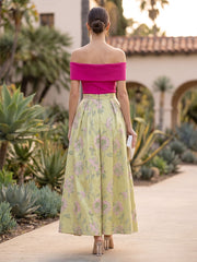 A-Line/Princess Cocktail Dresses Satin Jacquard Off Shoulder Mixed Color Sleeveless