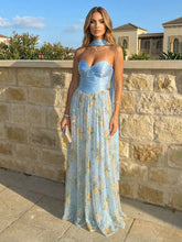 A-Line Satin Sweetheart Pleated Maxi Pleated Evening Dresses with Sweep Train & Scarf