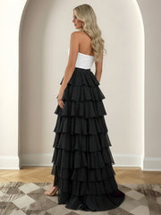 A-Line/Princess Cut-out Sweetheart Tiered Floor-Length Prom Dresses