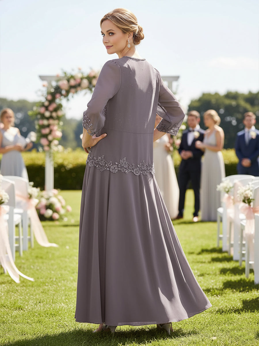 A-Line/Princess 2 Piece Floor-Length Formal Mother of the Bride Dresses with Jacket