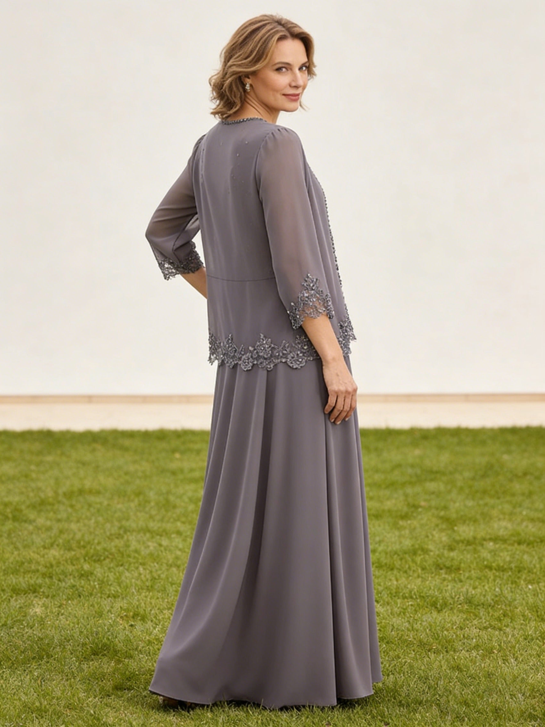 A-Line/Princess 2 Piece Floor-Length Formal Mother of the Bride Dresses with Jacket