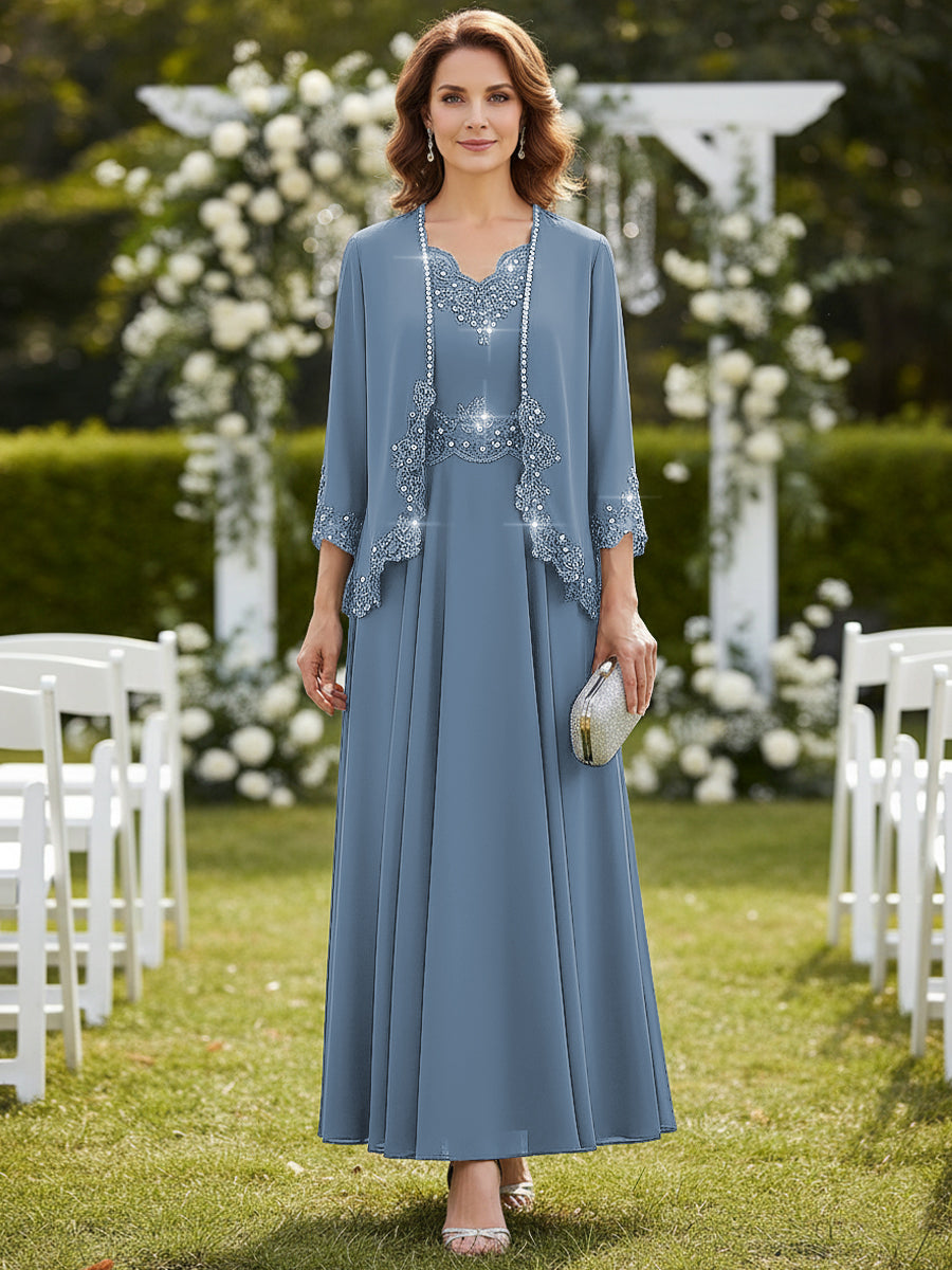 A-Line/Princess 2 Piece Floor-Length Formal Mother of the Bride Dresses with Jacket