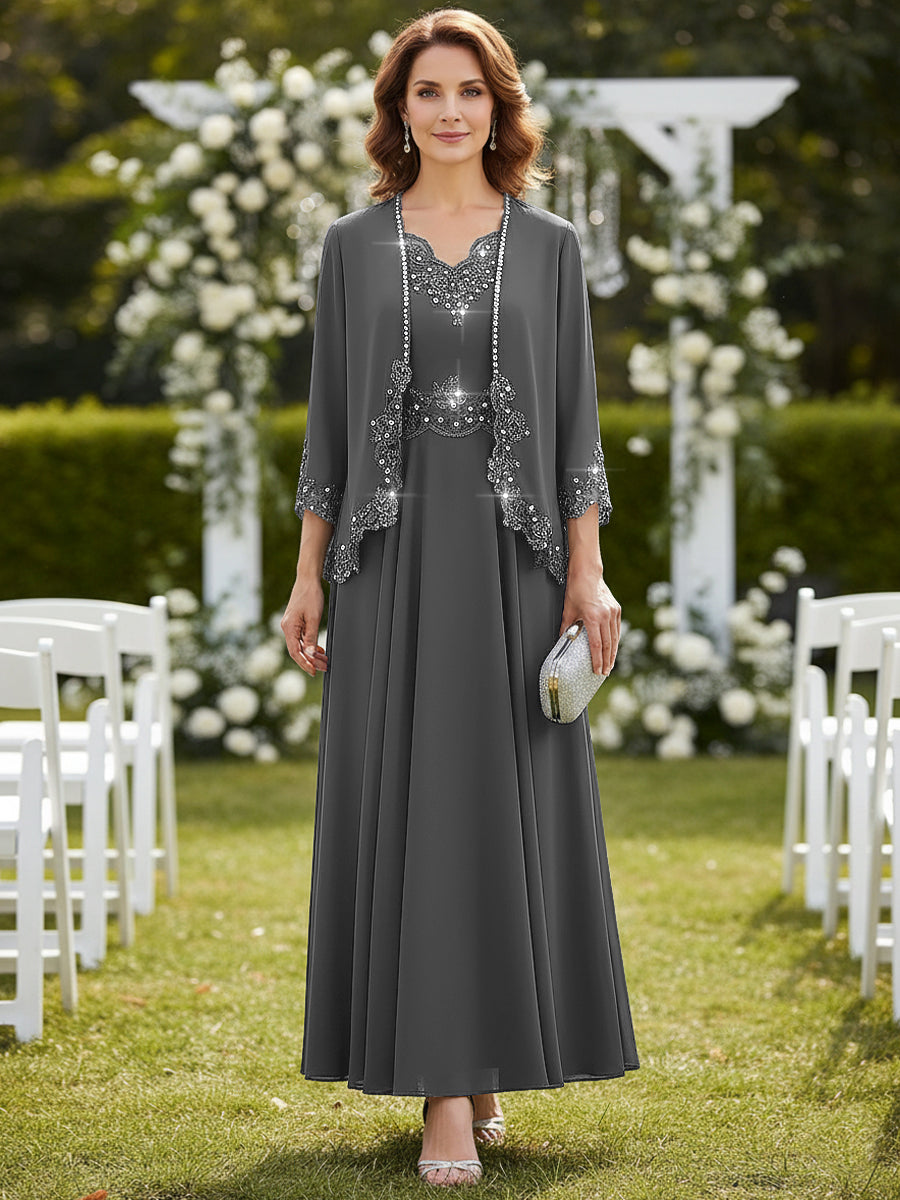 A-Line/Princess 2 Piece Floor-Length Formal Mother of the Bride Dresses with Jacket