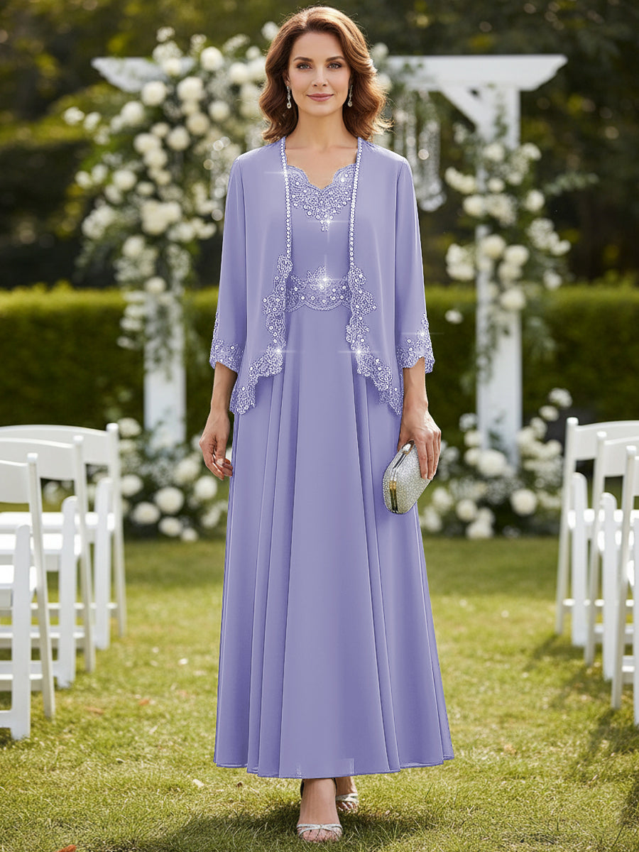 A-Line/Princess 2 Piece Floor-Length Formal Mother of the Bride Dresses with Jacket