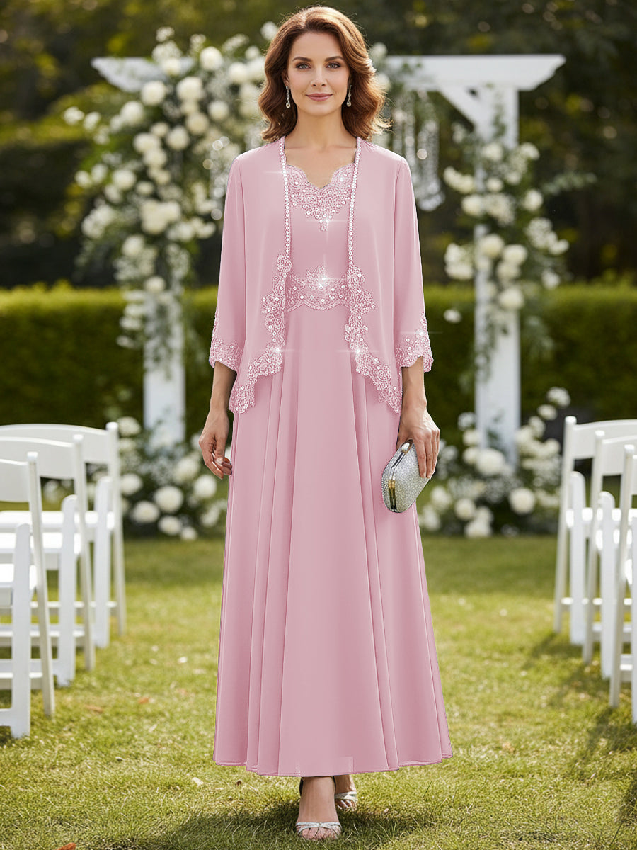 A-Line/Princess 2 Piece Floor-Length Formal Mother of the Bride Dresses with Jacket