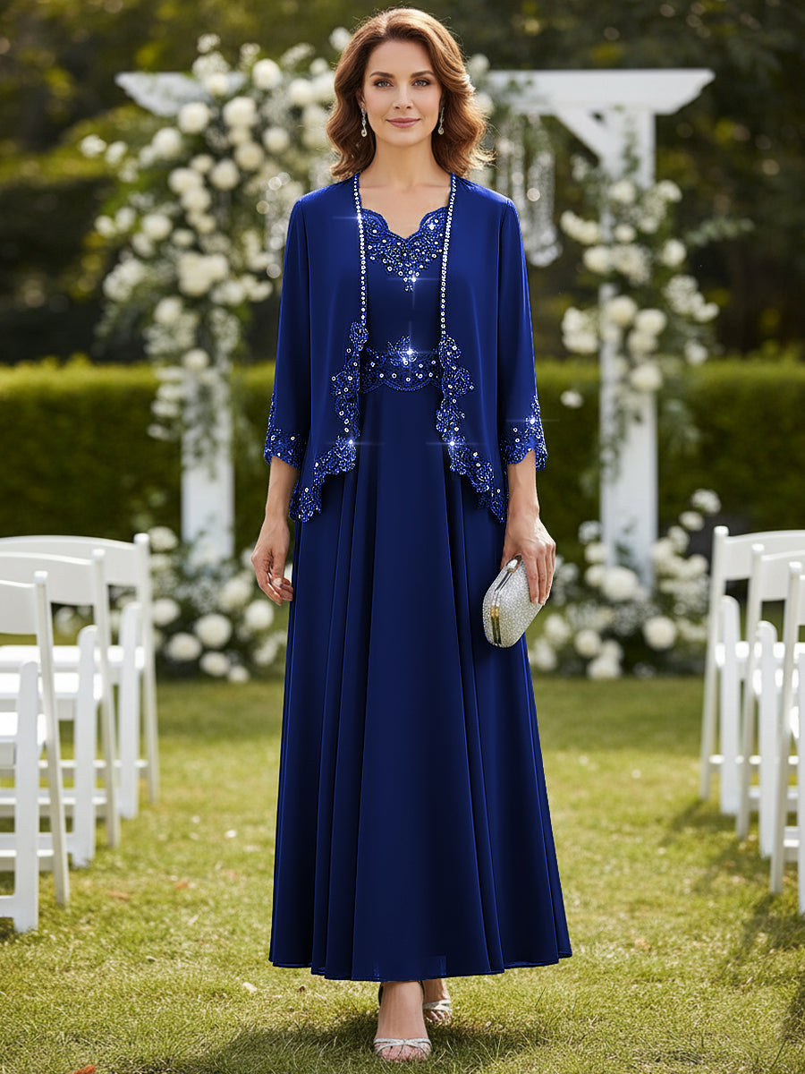 A-Line/Princess 2 Piece Floor-Length Formal Mother of the Bride Dresses with Jacket