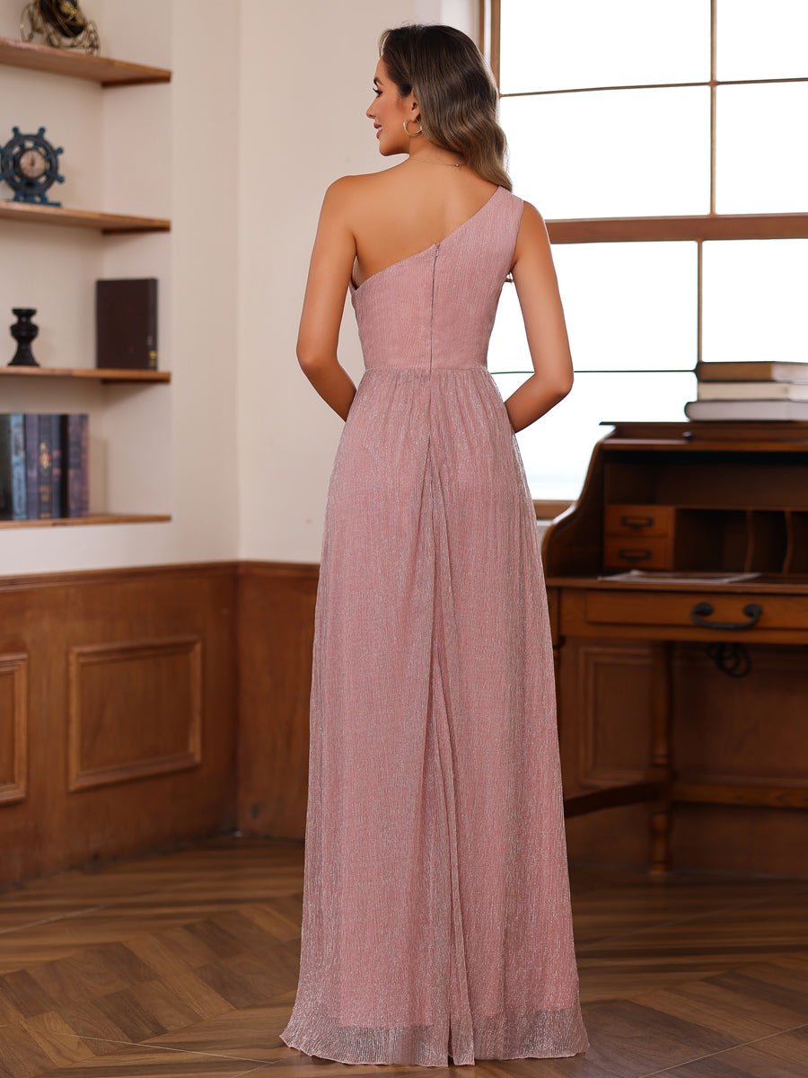 A-Line/Princess One Shoulder Floor-Length Mother of the Bride Dresses with Pleats