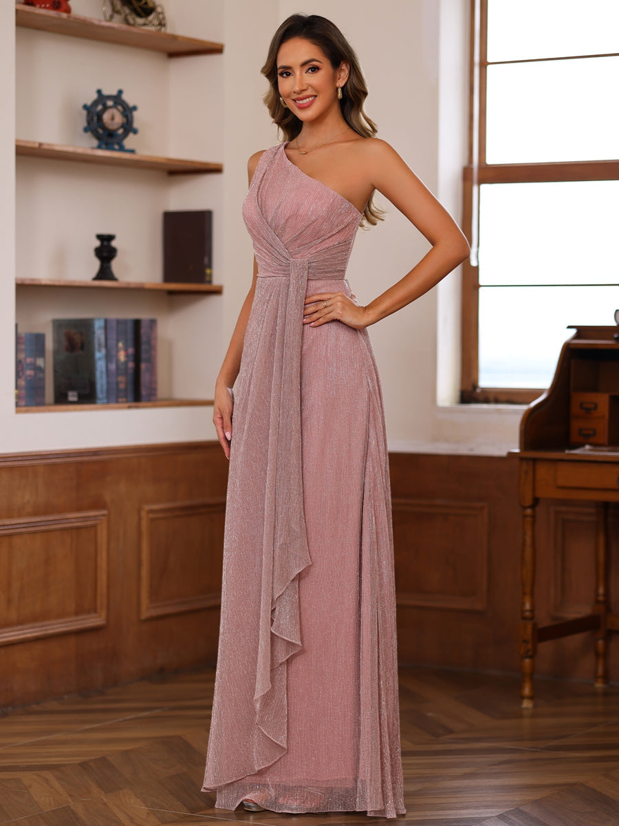 A-Line/Princess One Shoulder Floor-Length Mother of the Bride Dresses with Pleats
