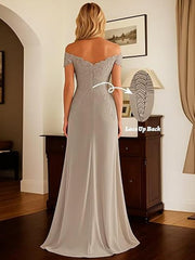 A-Line/Princess Off Shoulder Floor-Length Mother of the Bride Dresses with Lace Appliques