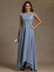 A-Line/Princess Boat Neck Asymmetrical Floor-Length Mother of the Bride Dresses with Sequins