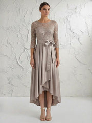 A Line/Princess Round Neck Elegant Mother of the Bride Dresses with Bow