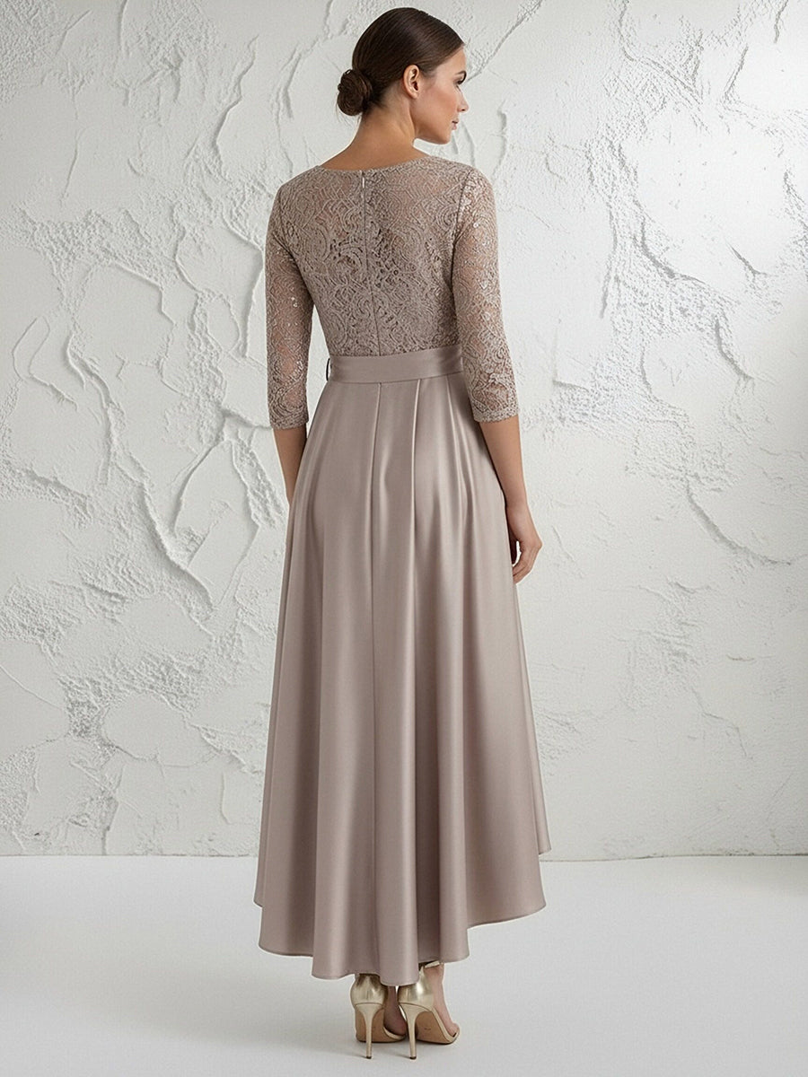 A Line/Princess Round Neck Elegant Mother of the Bride Dresses with Bow