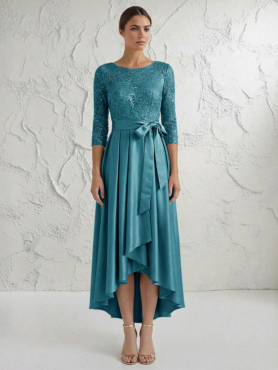 A Line/Princess Round Neck Elegant Mother of the Bride Dresses with Bow