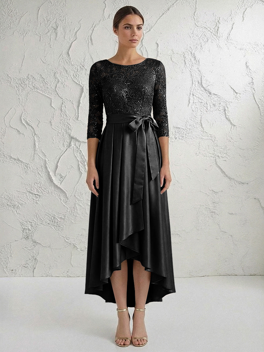 A Line/Princess Round Neck Elegant Mother of the Bride Dresses with Bow