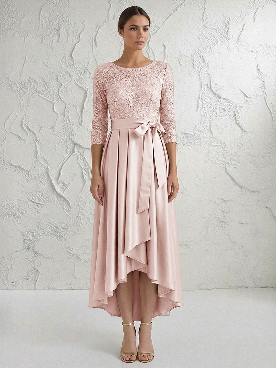 A Line/Princess Round Neck Elegant Mother of the Bride Dresses with Bow
