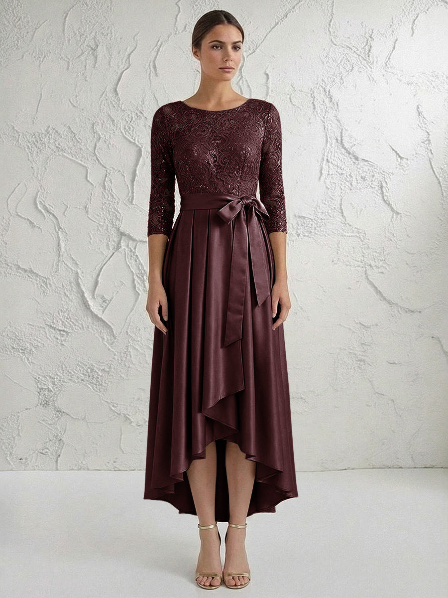A Line/Princess Round Neck Elegant Mother of the Bride Dresses with Bow