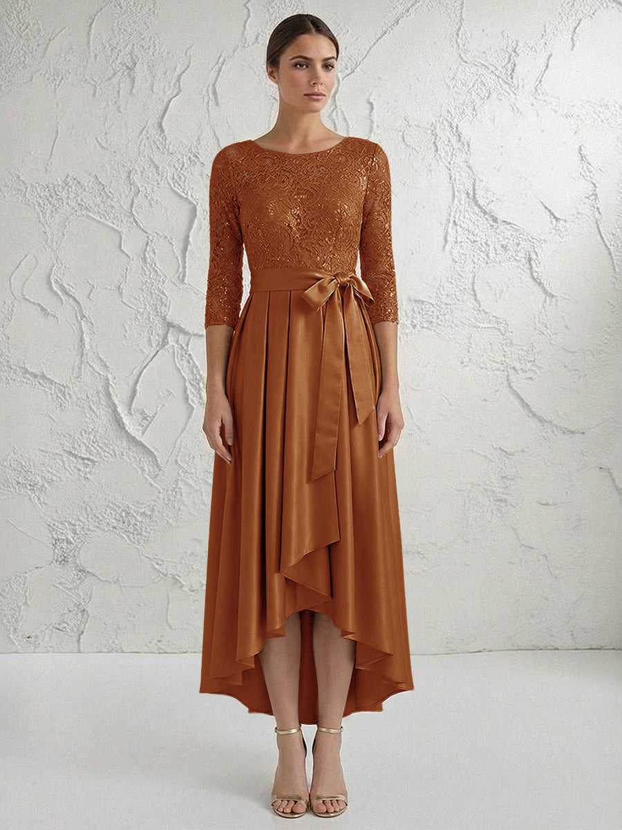 A Line/Princess Round Neck Elegant Mother of the Bride Dresses with Bow