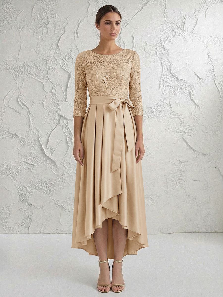 A Line/Princess Round Neck Elegant Mother of the Bride Dresses with Bow