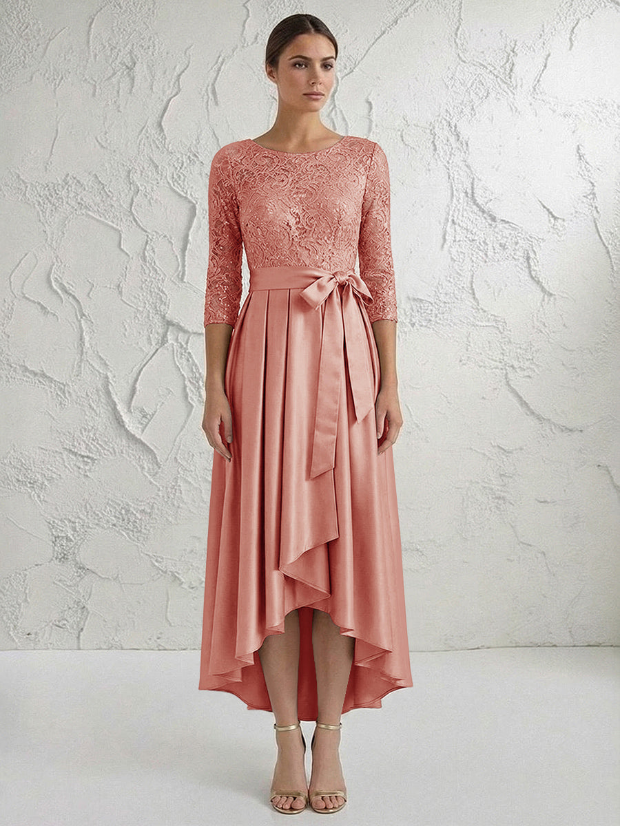 A Line/Princess Round Neck Elegant Mother of the Bride Dresses with Bow