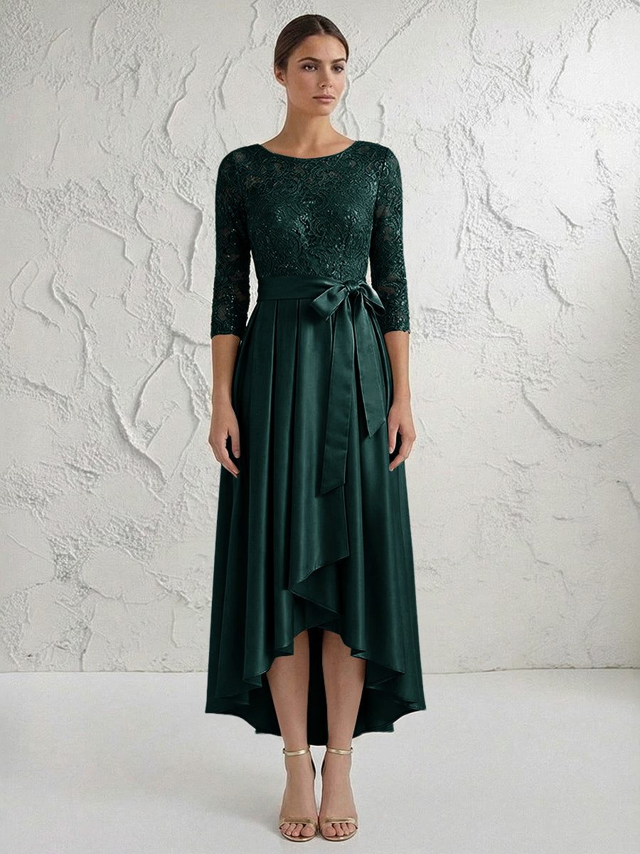 A Line/Princess Round Neck Elegant Mother of the Bride Dresses with Bow
