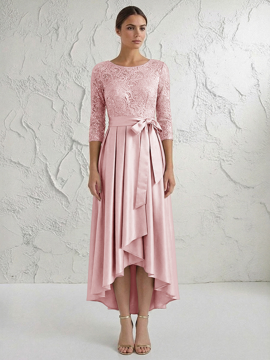 A Line/Princess Round Neck Elegant Mother of the Bride Dresses with Bow