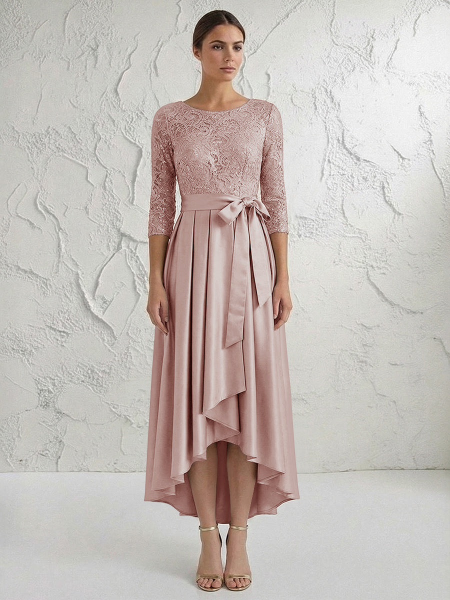 A Line/Princess Round Neck Elegant Mother of the Bride Dresses with Bow