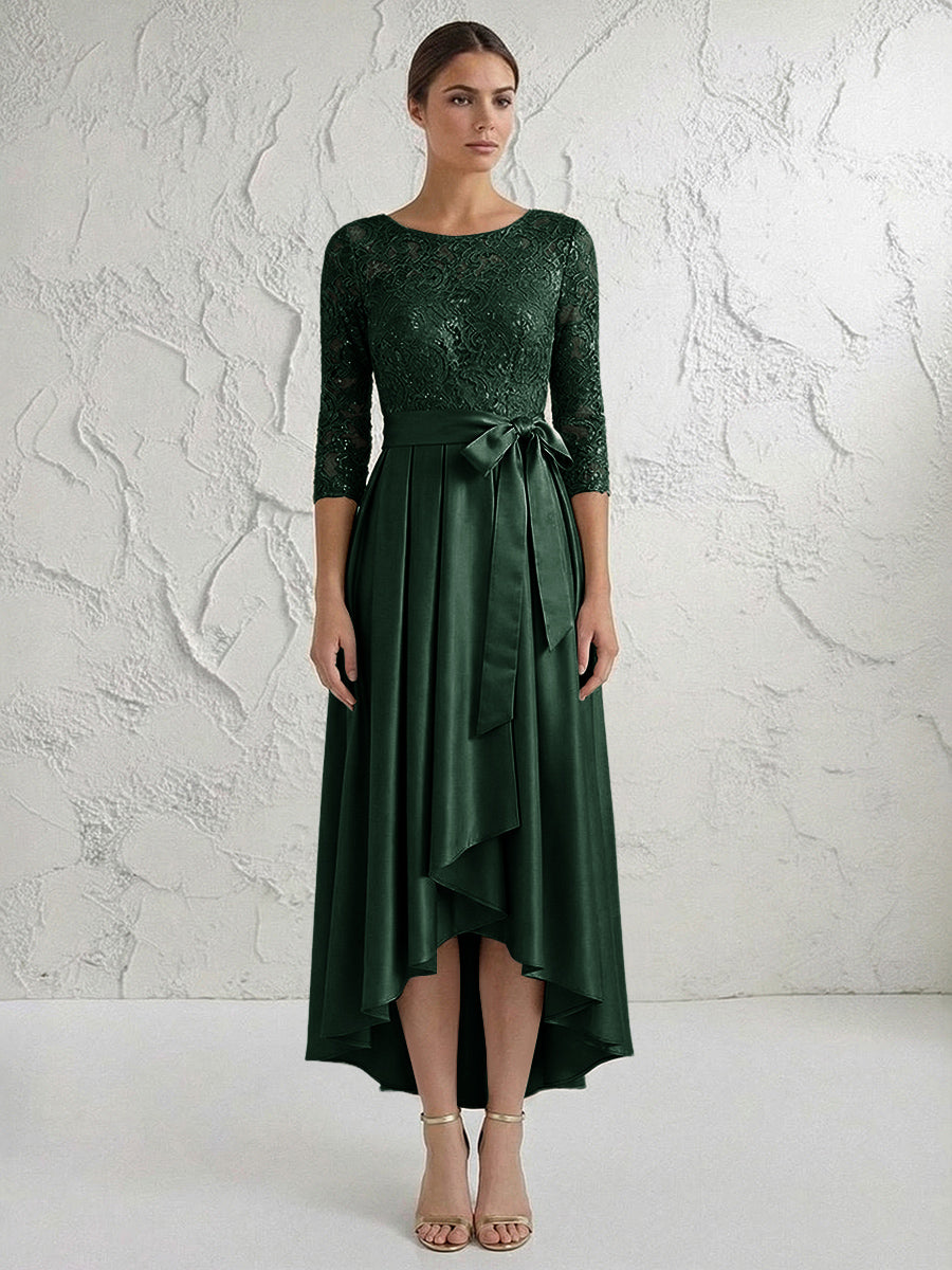 A Line/Princess Round Neck Elegant Mother of the Bride Dresses with Bow