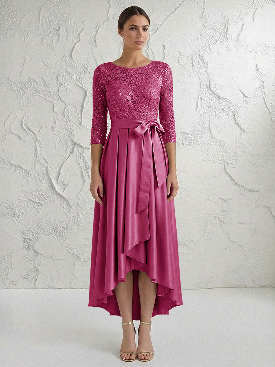 A Line/Princess Round Neck Elegant Mother of the Bride Dresses with Bow